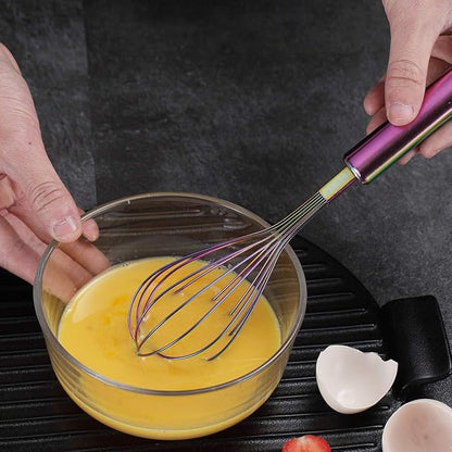 Berglander Rainbow Whisk Pack of 3 Stainless Steel 8",10",12", Titianium Plating Colorful Whisk for Cooking, Beater,Wire Whisk Set Kitchen Wisk (Rainbow) - Image 7