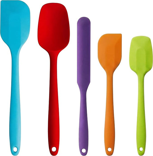 5 Pieces Silicone Spatula Set BPA Free Non Stick Rubber Spatula Heat Resistant Set Ideal for Baking Cooking Mixing Dishwasher Safe Kitchen Tools Multicolor by Kodreat-USDirect