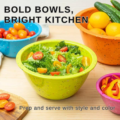 bzyoo Confetti Nesting Mixing Bowls Set - 4-Piece Colorful Kitchen Bowls (18oz, 1.25QT, 2.5QT, 4QT) - BPA-Free, Dishwasher Safe, Space-Saving Design Vibrant Color - Image 8
