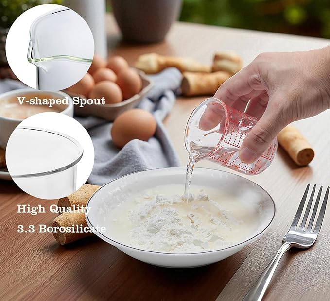 High Borosilicate Glass Measuring Cup-V-Shaped Spout，Glass Measuring Beaker for Kitchen or Restaurant, Easy to Read, 120 ML (4 Oz)-Pack of 2 - Image 3
