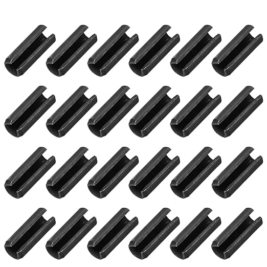 MECCANIXITY 25Pcs Slotted Split Roll Pins 2/5 Inch(10mm) Dia. 1 Inch(25mm) Length 65Mn Steel Spring Tension Expansion Dowels for Secure Fastening, Black