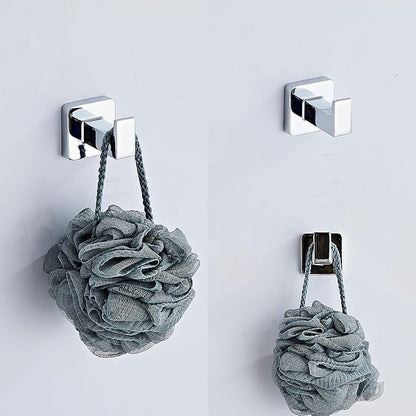Chrome Bathroom Hardware Set 4 Pieces,Towel Bar Set Stainless Steel Wall Mounted, Includes 16In Hand Towel Bar, Towel Ring, Robe Towel Hooks,Toilet Paper Holder, Bathroom Towel Rack Set - Image 5