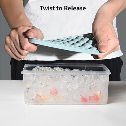 Ice Cube Trays with Lid and Bin, 0.8 IN Small Round Ice Cube Mold - Easy Release Stackable Ice Ball Maker for Cocktail,Whiskey and Drinks, BPA-Free(0.8in/64 balls&box) - Image 6