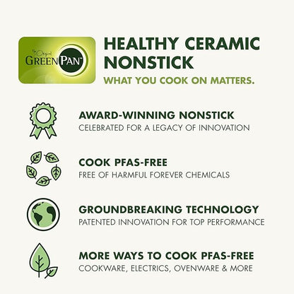 GreenPan Swift Healthy Ceramic Nonstick, 8" and 10" Frying Pan Skillet Set, Stainless Steel Handles, PFAS-Free, Dishwasher Safe, Oven Safe, Black