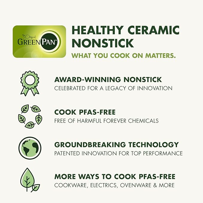 GreenPan 12 Piece Nonstick Swift Cookware Set, Ceramic PFAS-Free Pots & Pans with Lids, Dishwasher & Oven/Broiler Safe to 600F, Kitchen Cooking Set, Sauce, Saute, Stock, Frying Pans, Gray - Image 9