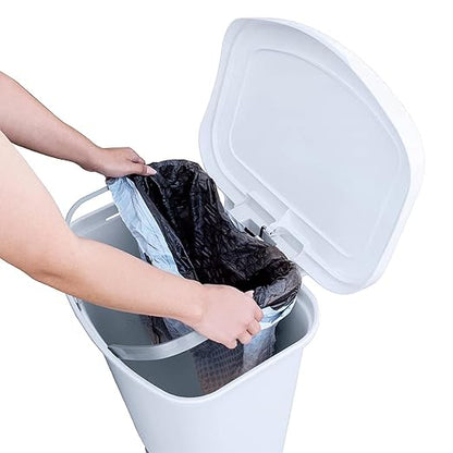 Glad 13 Gallon Trash Can | Plastic Kitchen Waste Bin with Odor Protection of Lid | Hands Free with Step On Foot Pedal and Garbage Bag Rings, 13 Gallon, White - Image 9