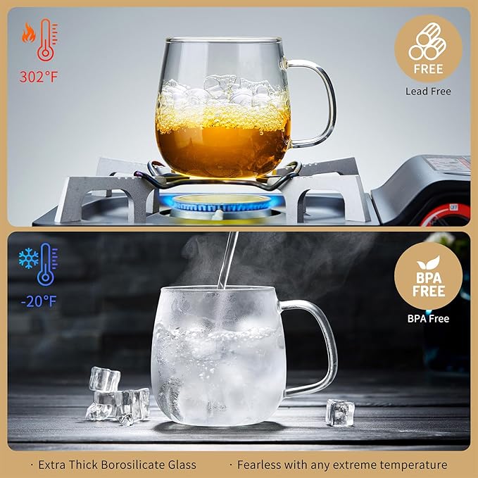 DOPUDO Large Glass Tea Cup, 25.6 oz Borosilicate Glass Tea Mug with Infuser and Lid, Clear Tea Cups for Brewing Scented Tea and Tea Bag. - Image 5