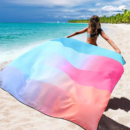 WIWIGO Beach Blanket Waterproof Sandproof Beach Mat 79" X 83"/10'x9'for 2-8 Adults Quick Drying Outdoor Picnic Mat Beach Accessories for Travel, Camping, Hiking - Image 3