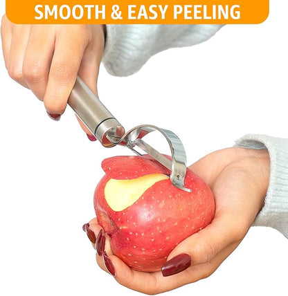 Potato Peeler Stainless Steel, Curved Multifunctional Vegetable Peeler for Kitchen, Peeler Knife Ultra Sharp Blade, Fruit & Veggie Food Peeler, Eye Remover, Hang Loop