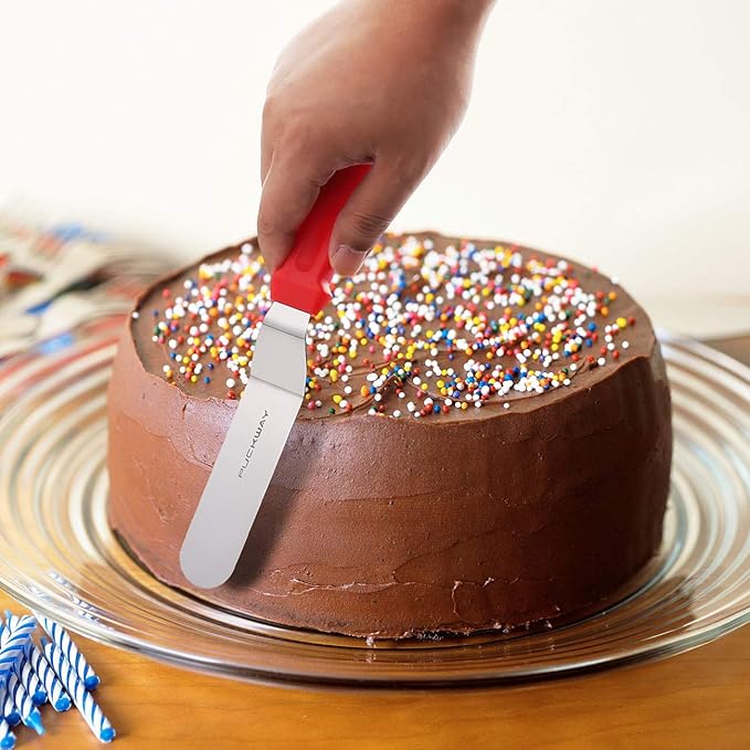 Offset Spatula set of 3 Red 6 8 & 10 Inch Cake Frosting Angled Icing Spatula for Decorating - Image 7
