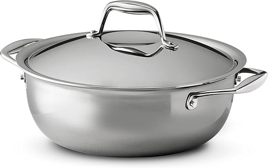 Tramontina Signature Tri-Ply Clad Stainless Steel 4-Quart Universal Pan with Lid, Induction-Ready Cooking Pan, Dishwasher-Safe, NSF-Certified, Made in Brazil by Tramontina