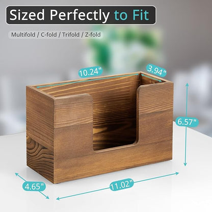 Paper Towel Dispenser Countertop, Burnt Wood Bathroom Paper Towel Holder, Napkin Holder for Kitchen, Countertop Multifold C-Fold, Z-Fold, Trifold Paper Hand Towel Dispenser for Bathroom Toilet - Image 2