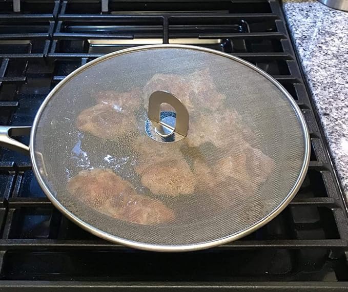 304 tainless Steel Splatter Screen Pan Lid with folding grip splatter guard oil splatter shield Frying Cooking Tools Practical Kitchen Accessories dishwasher safe (13 inch) - Image 3