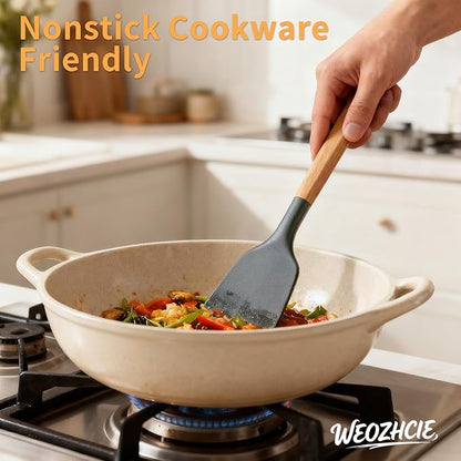Silicone Cooking Utensil Set,12 PCS Cooking Kitchen Utensils Set, Nonstick Kitchen Utensils 446°F Heat-Resistant Cookware Kitchen Tools of Spoon,Brush,Whisk,Spatula,Turner Tongs (Gray) - Image 3