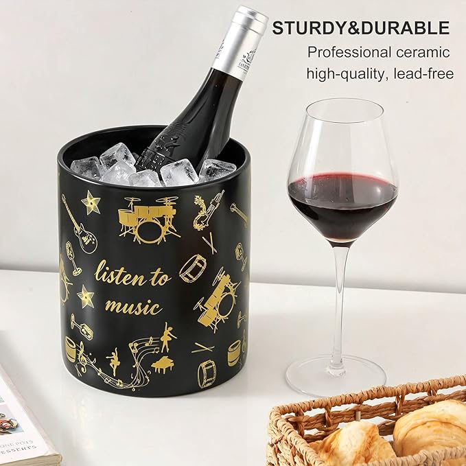 7" Music Utensil Holder, Large Kitchen Utensil Holder Organizer , Black Stable Utensil Crock Spatula Holder for Kitchen Counter Countertop Farmhouse Cooking Tools Holder（Black - Image 5