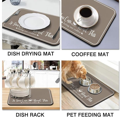 Coffee Bar Mat for Countertops 18inx24in,Absorbent Hide Stain Anti-Slip Cafe Bar Accessories Fit Under Coffee Machine Mat,dish drying mats for kitchen