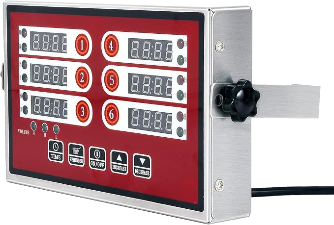 Kitchen Timers for Cooking – 6 Channel Commercial Kitchen Timer Restaurant Kitchen Supplies – Stainless Steel LED Technology Kitchen Timer Digital – Reminder Function, Loud Alarm, Red - Image 9