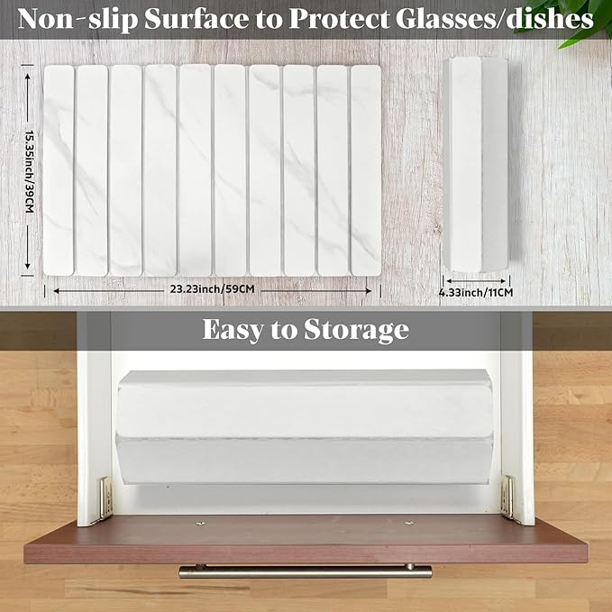2 PCS Large Stone Dish Drying Mats for Kitchen Counter, 24"(L)×16"(W) Marble-Pattern Dish Drying Mat with 8"x 4" Coasters, Eco-Friendly Diatomite Dish Drying Mat - Fits All Countertops - Image 4
