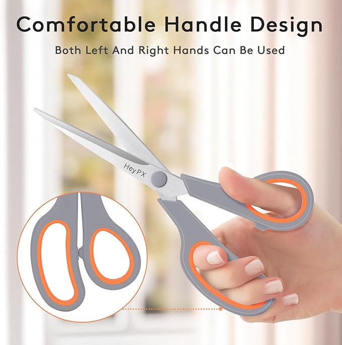 3-Pack 8.5" Ultra Sharp Stainless Steel Scissors - Premium All Purpose for Office, Crafts, Sewing, Home & School | Comfort-Grip Ambidextrous (Left & Right Handed)