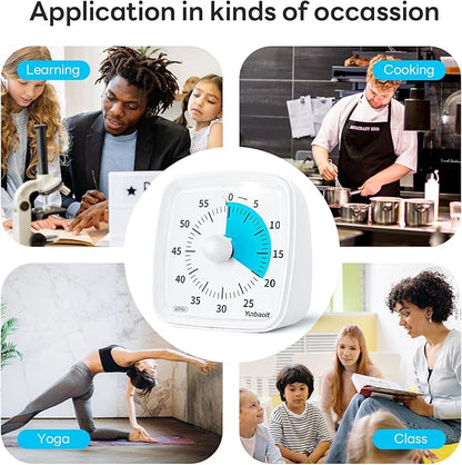 Yunbaoit Visual Timer with Night Light, 60-Minute Countdown Timer for Kids and Adults, Silent Classroom Timer, Time Management Tool for Home, School, or Work (Light White)
