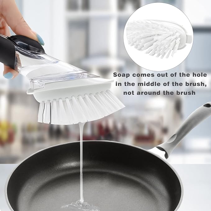 Brush Refills for OXO Dish Brush - 4 Pack Dish Brush Cleaning Soap Dispensing Head Replacement for Scrubber (White) - Image 3