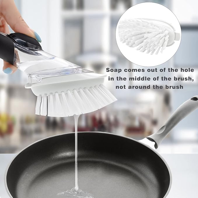 Brush Refills for OXO Dish Brush - 8 Pack Dish Brush Cleaning Soap Dispensing Head Replacement for Scrubber (White) - Image 2