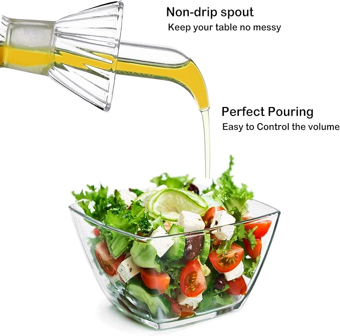 HAIZEEN 8oz/240ml Olive Oil Bottle Dispenser/Glass Cruet with DRIPLESS POUR SPOUT for Kitchen and BBQ - Image 2