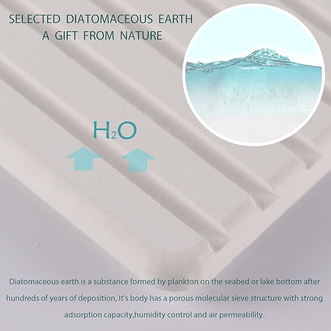 NiuYichee 2 PCS Water Absorbent diatomite Coasters, 12.2" x 4" Water Absorbing Stone Tray for Sink, Stone Drying mat for Kitchen Counter, Stone soap Tray Used for Hand Soaps & toiletries & Plants - Image 3
