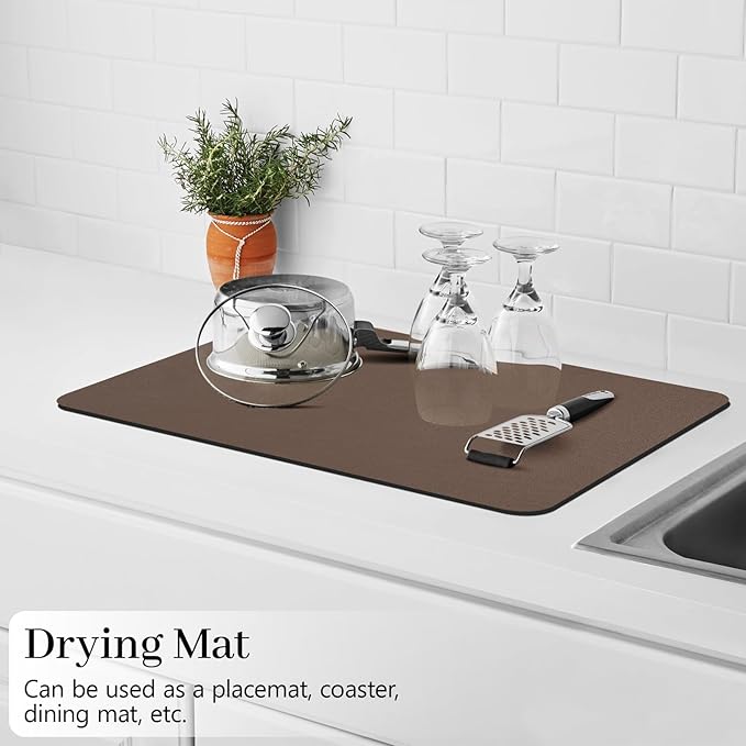 Bloss Coffee Mat, Bar Mat, Hide Stain Absorbent Drying Mat with Waterproof Rubber Back, Fit Under Coffee Maker Machine Pot Espresso Machine(12.2"x19.7", Brown) - Image 5