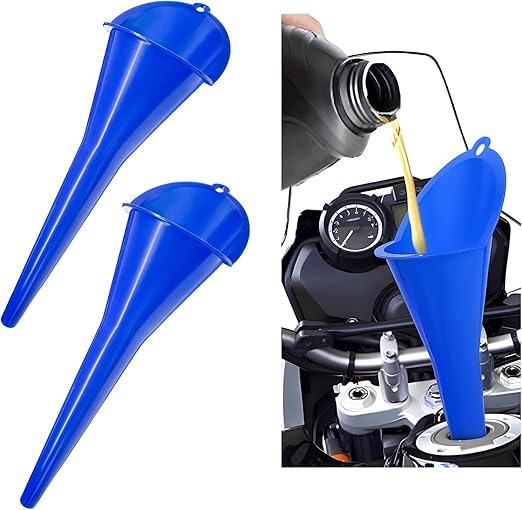 Long-Neck Oil Funnel for Automotive – Multi-Function Plastic Funnel for Oil, Gas & Lubricants – Universal Car Accessory (Blue (2-Pack)) by Cartisen