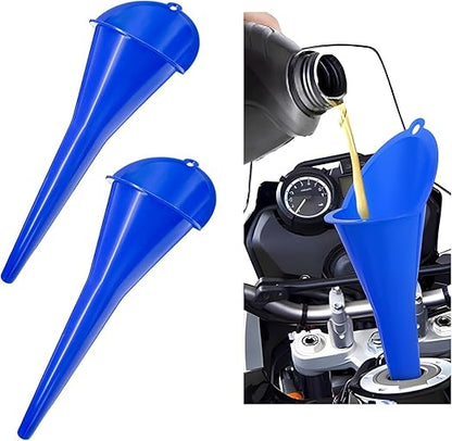 Long-Neck Oil Funnel for Automotive – Multi-Function Plastic Funnel for Oil, Gas & Lubricants – Universal Car Accessory (Blue (2-Pack)) by Cartisen