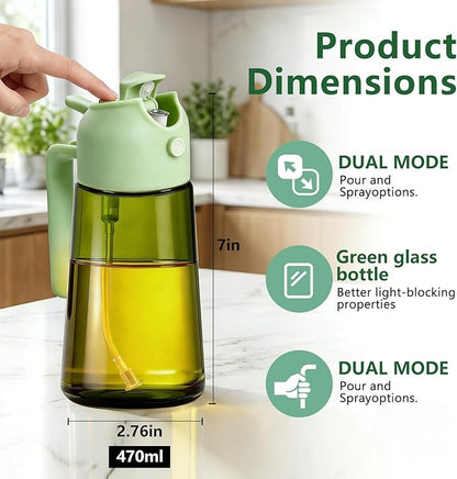 2-Pack Olive Oil Sprayer & Dispenser Bottle for Cooking, Air Fryer, BBQ, and Salad – 2-in-1 Oil Mister Kitchen Accessory