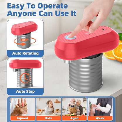 Auto Electric Can Opener, Rechargeable Can Openers for Seniors & Arthritis, One-Touch Automatic Can Opener, Hands-Free, Smooth Edge, Compact, Cordless, Food-Safe Kitchen Gadgets