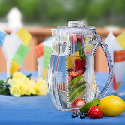Large Fruit Infuser Water Pitcher (2.9 Quart / 93 Oz) – Shatterproof Acrylic Infusion Jug for Iced Tea, Juice, Beverages, Water, Lemon, Fruit & Herbs – BPA Free - Image 4