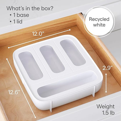 YouCopia StoraBag Food Bag Dispenser, Family Size 4-Slot, Plastic Sandwich Bags Drawer Organizer for Kitchen Storage