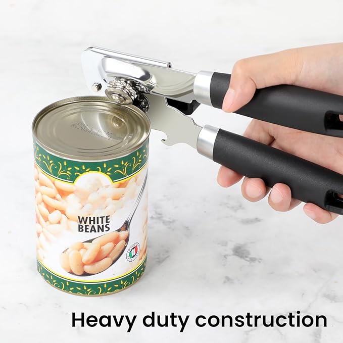 Manual Can Opener with Magnet Lid Lifter,Heavy Duty Handheld Tin Opener and Bottle Opener for Seniors with Smooth Edge Cut,Sharp Cutting Blade, Easy Turn Knob - Image 5