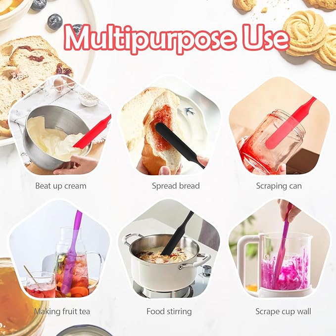 Silicone Jar Spatula, 3Pcs Spatulas Kitchen Set, Heat Resistant Jam Spreader for Baking Mixing Cake Cream Butter Scraper - Image 5