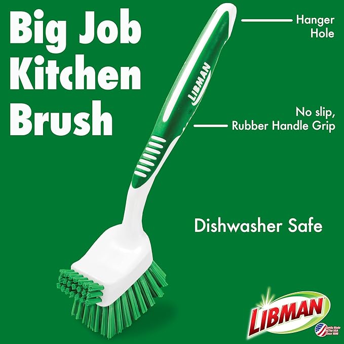 Libman Heavy Duty Scrub Brush Kit | Cleaning Brushes for Household Use | Tub Scrubber | Easy Grip Scrub Brush | Big Job Kitchen Brush | Dual Sided Tile & Grout Brush | 3 Different Brushes Included - Image 4