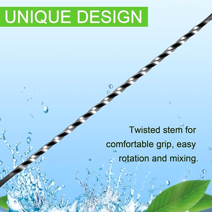 BRIOUT 2 Pcs Bar Spoon, 12 Inches Long Handle Drink Stirrer, Stainless Steel Bar Cocktail Mixing Spoons with Double Ended Design for Stirring, Black - Image 4