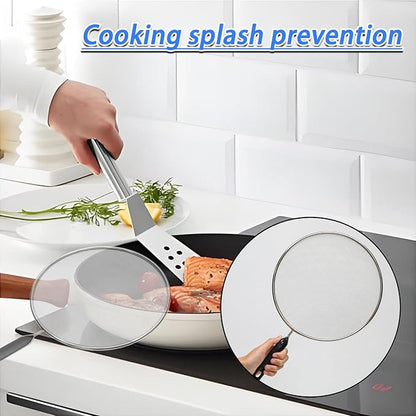 3 Pcs Splatter Screen for Frying Pan with Silicone Handle (9.8", 11.4", 13"), Stainless Steel Grease Splatter Guard for Kitchen Frying Pan Cooking to Prevent Oil Splatters - Image 4