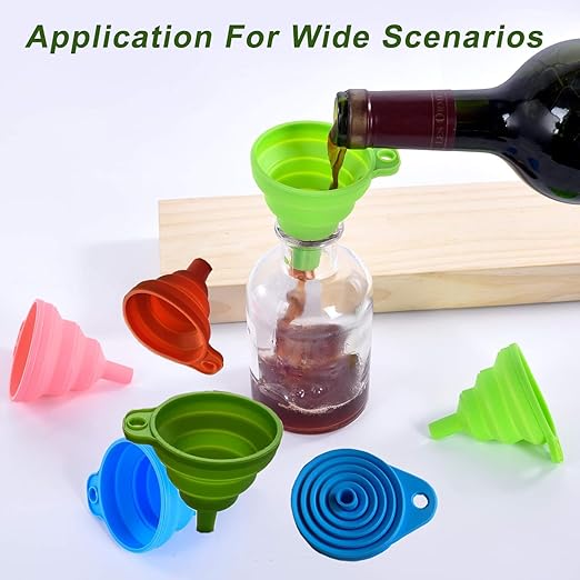 Kitchen Funnel Set of 3,Small,Medium and Large,Kitchen Gadgets Accessories Foldable Silicone Collapsible Food Grade Funnels for Kitchen Use Daily Cooking Filling Bottles Liquid Powder Transfer - Image 7