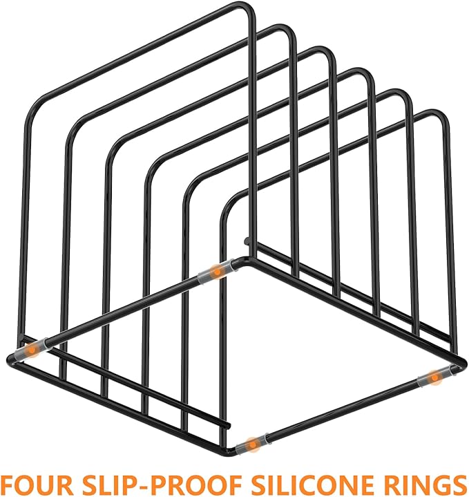KORRTFID Kitchen Cabinet Organizer, Steel Cookware Holder, Divided Holder with 5 Slots for Skillets Baking Tray and Chopping Board Rack - Baking Pan Holder Storage (1 PC) - Image 7