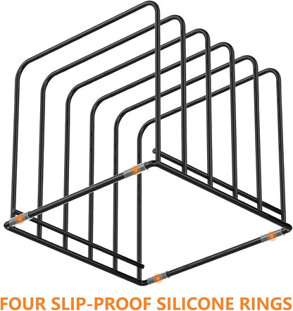 KORRTFID Kitchen Cabinet Organizer, Steel Cookware Holder, Divided Holder with 5 Slots for Skillets Baking Tray and Chopping Board Rack - Baking Pan Holder Storage (1 PC) - Image 7