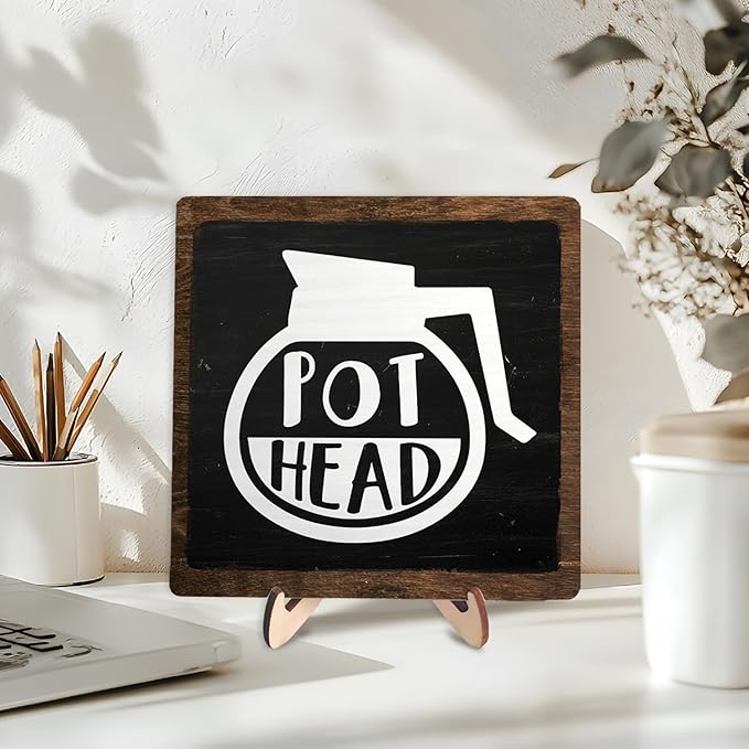Vintage Coffee Bar Sign, Wooden Coffee Decor for Kitchen, Rustic Farmhouse Cafe Sign, Cefe Accessories, CoffeeLover Gifts, Home Wall Decor (Black&Brown1, 5.9x5.9inches) - Image 4