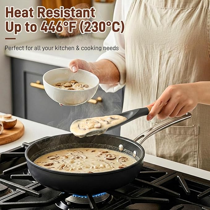3 PACK Cooking Spatula Spoon for Nonstick Cookware, Multifunction Spoonula Great for Cooking, Serving, Baking, Mixing, Stirring, Scoop, Scrape - Sturdy BPA-Free Heat Resistant Silicone & Wood Handle - Image 5