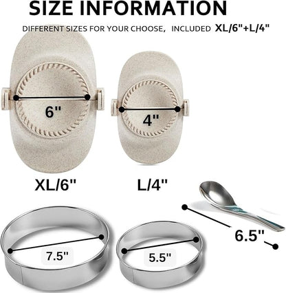 6 Inch Empanada Maker Press, Extra Large Dumpling Maker Set with Dough Cutter, Dumpling Mold Set for Pierogi, Pastelitos, Calzone, Turnovers, Chinese Dumpling-2Sizes 6"+4"