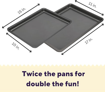 Wilton Silver 2- Piece Non-Stick Baking Sheet Set, Cold-Rolled Steel Bakeware for Baking and Roasting, Made without PFAS