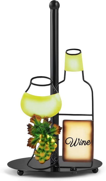 Wine Lovers Gifts - Metal Wine Paper Towel Holder Countertop with Solid Weighted Base, Farmhouse Kitchen Decor, Rustic Country Vintage Decoration Organization by Shinlar