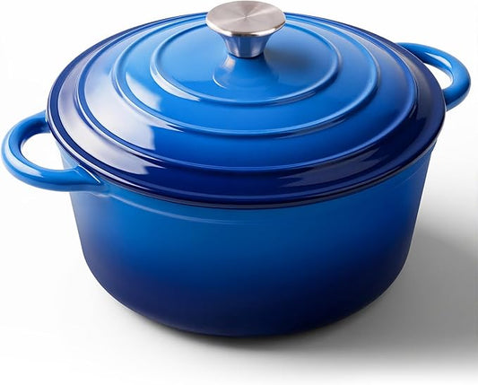 Miereirl 6 Quart Enameled Dutch Oven Pot with Lid, Cast Iron Dutch Oven with Dual Handles for Bread Baking, Cooking, Non-stick Enamel Coated Cookware (Dark Blue) by Miereirl