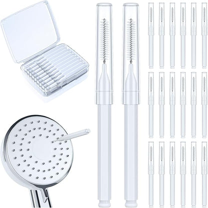 Lumkew Shower Head Cleaning Brush for Small Hole,Multifunctional Shower Head Cleaner Tool Anti-Clogging Nozzle with Storage Boxes, Showerhead Cleaning Brushes Picks for Household Bathroom, White